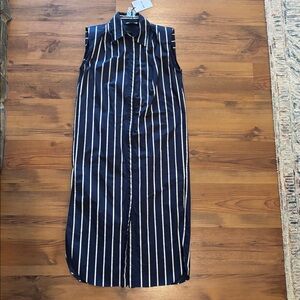 GREY LAB Navy and White Striped Sleeveless Dress
